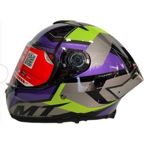 Resim Mt Thunder 4SV Valiant B2 Güneş Vizörlü Kask Mor Parlak Gri Sarı 