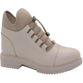 Resim Mergenshoes S110 Bej Cilt Bağcıklı Kadın Kışlık Bot Ten 