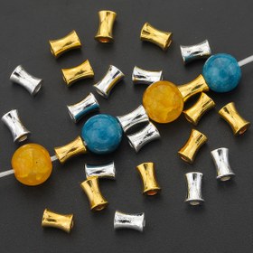 Resim 100 Adet Alaşımlı Elmas Bambu Ayar Boncuklar, Bambu Düğüm Şekilli Gevşek Boncuklar, Küçük Barbar Bel Boncukları, Delikli Boncuklar, El Yapımı DIY Takı Kolye ve Kolye Aksesuarları 