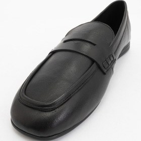 Resim Luvi Shoes Skye Siyah Hakiki Deri Küt Burun Kadın Loafer Ayakkabı Siyah 