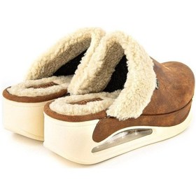 Resim Muya Abner Anatomik Air Max Tabanlı Tüylü Kadın Ev Terliği Taba 