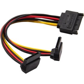 Resim Alfais 4683 Sata 15 Pin Dişi Erkek 2 Port Çoklayıcı Kablo 90 Derece Dirsek Splitter HDD Kablosu 