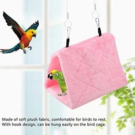 Resim Vogelnest Kuschelhütte Weiche Plüsch Hängematte Hängendes Käfig Zelt für Vögel Papagei Winter Warmes Bett Haustier Spielzeug(M-Rosa) 