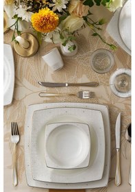 Resim Karaca Fine Bone Mandy 60 Parça 12 Kişilik Kare Yemek Takımı 