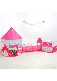 Resim Unicorn Çocuk Oyun Çadırı, 3'ü Bir Arada, Top Havuzu, Oyun Çadırı, Oyun Tüneli - Top Havuzlu Çadır Açık Pembe 