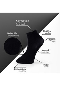 Resim Saf Bambu Erkek Yarım Konç Düz Siyah - Antrasit Çorap Dikişsiz Premium Kutulu 6'lı L5952aznp Softaura 