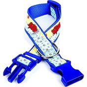 Resim Doggie Desenli Süslü Dokuma Köpek Boyun Tasması 1.5x25-40 CM Mavi 