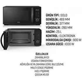 Resim Uğur 25 L Kapasiteli Mıkrodalga Fırın 900 W Siyah Düğmeli Kontrol Paneli ile Mekanik Kullanım 