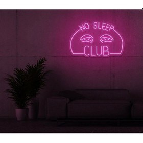 Resim No Sleep Club Yazılı Ve Şekilli Neon Tabela Pembe 