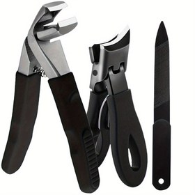 Resim Yaşlılar için 3 Adet Kalın Tırnaklar, Yakalayıcı ile Açılı Ağır Hizmet Ayak Tırnağı Makası, Erkekler Kadınlar için Dağınıklık Olmadan Büyük Parmak Tırnak Makası Geniş Açıklıklı, Keskin Paslanmaz Çelik Tırnak Kesici Babalar Günü Hediyesi 