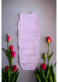 Resim Salar Ticaret Bebek Basic Ribana Bisiklet Yaka Fitilli 3lü Atlet Body -pembe Pembe 