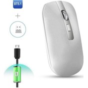 Resim Rogfer Hxsj M50 2.4ghz 800,1200,1600dpi Üç Vites Ayarı Çift Modlu Kablosuz Fare Usb Bluetooth 5.1 Şarj Edilebilir Gümüş Diğer - Silver Diğer 