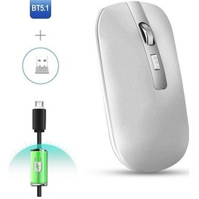 Resim Rogfer Hxsj M50 2.4ghz 800,1200,1600dpi Üç Vites Ayarı Çift Modlu Kablosuz Fare Usb Bluetooth 5.1 Şarj Edilebilir Gümüş Diğer - Silver Diğer 