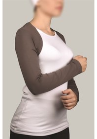 Resim Altobeh Uzun Kollu Kadın Tesettür İçe Giyilen Bolero - Koyu Vizon Çok Renkli 