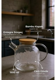 Resim Bambum Juliet - Bambu Kapaklı Cam Demlik 1500ml Şeffaf 