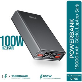 Resim Phixi Ultimate Up65 15000mah 100w Süper Hızlı Şarj Cihazı - Laptop Şarj Edebilir Powerbank - 2 Usb 
