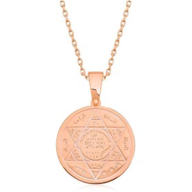 Resim Ziu 925 Ayar Rose Hz Süleyman Mührü Ünisex Kolye Uzunluk 45 Cm 