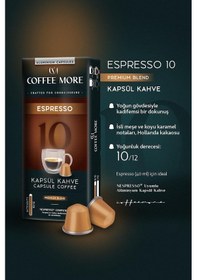 Resim Coffee More 10 Espresso Kapsül Kahve 10 X 3 Paket 30 Adet Nespresso Uyumlu Kapsül Kahve 