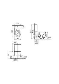 Resim VitrA Sento 5987B003-0092 Rim-ex Duvara Tam Dayalı Klozet, 65 cm, Beyaz 