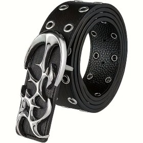 Resim Yeni Şık Y2K Oymalı Suni Deri Moda Punk Kemer Erkekler İçin - Hediye Verme veya Kişisel Tarz İçin Trend Aksesuar 