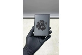 Resim Aslan Figürlü Deri Dikişli Araç Ruhsat Kabı , Deri Ruhsat Kılıfı 