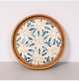 Resim Pearl 25x3 Cm Sedefli Rattan Tepsi & Duvar Dekoru Mix 