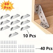 Resim 10 adet Ağır Hizmet Tipi Demir Köşe Destekleri ile 40 Vida - 90° Sağ Açılı Destek, Çizilmeye Karşı Dayanıklı, Mobilya ve Ahşap Çerçeveler için Kolay Kurulum, Dayanıklılık ve Stabilitelik için Dayanıklı Metal Braketler, Mobilya Montajı, Şık Metalik Kaplama, Güçlü Yapı 
