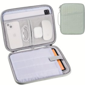 Resim 27.94 cm Yastıklı Bölmeli ve File Cep ile iPad Seyahat Kılıfı Organizatörü - Hafif Naylon Tablet Kılıfı için iPad Pro 11 inç (M4), 10. Nesil, Air 11 inç (M2), Galaxy Tab S8/S9 - Gri/Yeşil/Mavi/Siyah, Alet Saklama | Şık Organizatör | Dayanıklı Naylon, Tablet Taşıma Çantası 