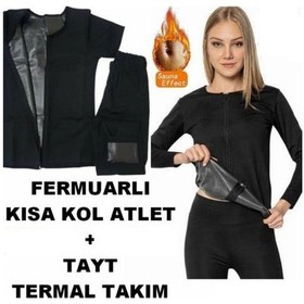 Resim Dr.Cornell 3Lü Takım Fermuarlı Y. Kol Atlet + Kolsuz Atlet +Tayt Siyah 