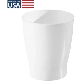 Resim Banyo, Yatak Odası, Ev Ofis, Yurt Için Kompakt Yuvarlak Plastik Çöp Kovası, 19,6 cm x 19,6 cm x 23,1 Cm, Koleksiyonu, Beyaz 