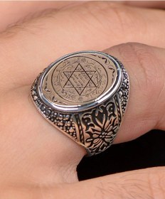 Resim Prestij Gümüş Hz. Süleyman Mührü 925 Ayar Gümüş Erkek Yüzüğü 