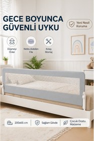Resim Wumboo 200 Cm Yatak Bariyeri - Mega Boy Güvenlik Bariyeri Koruyucu Bariyer,Bebek Bariyeri Büyük Boy-Gri 