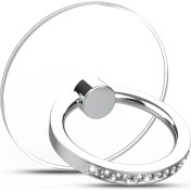 Resim GongtuShop Şerit Tarzı Elmas Cep Telefonu Zil Tutacağı Stand Şeffaf Parmak Tutacağı Net 360 Derece Döndürme Kickstand Uyumlu Iphone'lar (Yurt Dışından) 