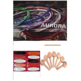 Resim Kırmızı Aurora 0.20 Uzun Sap Bağlama Teli Takımı +10 Adet Tezene 