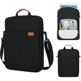 Resim Şık Minimalist Tablet Çantası Kılıfı 22.86-33.78 cm Tabletler İçin - Ayarlanabilir ve Çıkarılabilir Omuz Askılı, Solma Karşıtı Teknoloji, Çoklu Bölmeli & Fermuarlı Kapama, Siyah, Günlük Kullanım Aksesuarı | Şık Profesyonel Çanta | Renk Değiştirmeyen Malzeme, Tablet Taşıma Kılıfı 