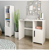 Resim Çalışma Masası Ve Kitaplık Set Kutay Beyaz 