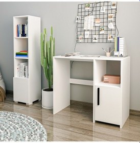 Resim Çalışma Masası Ve Kitaplık Set Kutay Beyaz 