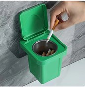 Resim Gateesat 1 Adet Duvar Tipi Kapaklı Yeşil Kül Tablası - 4'lü Set Mevsimlik Kullanım 