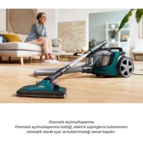 Resim Philips Yüksek Emiş Gücü Toz Torbasız Elektrikli Süpürge Yeşil 