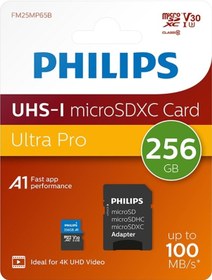 Resim Philips Micro Sdxc Kart 256gb Class10 Uhs-ı U3 Adaptörlü 