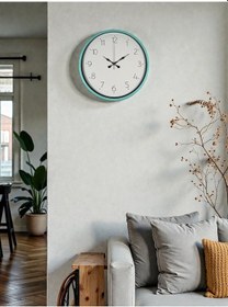 Resim 36 Cm Turkuaz Standart Duvar Saati Açık 