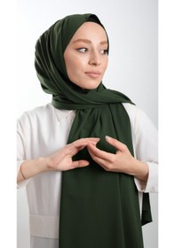 Resim Hürrem Bone Haki Düz Klasik Şal Medine Ipeği Sade 202103_09 Haki 