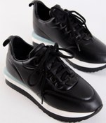 Resim NILUFARR Belenis Siyah Hakiki Deri Kadın Sneaker 