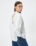 Resim Arkası Pencere Detaylı Oversize Gömlek Bağcıklı Uzun Kollu Pamuklu 