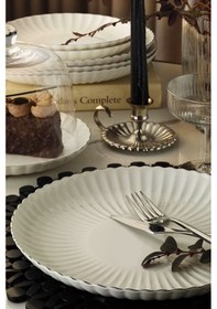Resim Kütahya Porselen Bone Luz Yemek Takımı Platin 24 Parça 6 Kişilik 