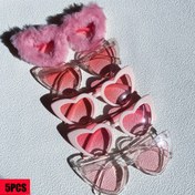 Resim 5 adet Y2K Stili Püskü Kalp Gözlük Seti - Pembe ve Şeffaf, Sevgililer Günü, Karnaval, Doğum Günü, Düğün ve Partiler için Mükemmel, Parti Aksesuarları | Oyuncak Aksesuarı | Dayanıklı Gözlükler 