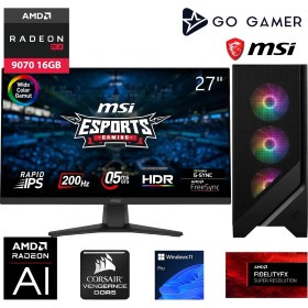 Resim Go Gamer S777D Intel Core I7 12700KF / 64GB 5600MHZ Ddr5 / 1tb Nvme SSD 6000-4000MB-SN Gen4 / Rx 9070 16GB / 240MM Sıvı Soğutma / Msı 27" 200Hz / Windows 11 Pro Masaüstü Bilgisayar 