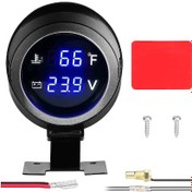 Resim Dianziye Araba İki Fonksiyonlu Lcd Gösterge: Su Sıcaklığı + Voltaj, 52mm, 9-36v, Siyah, Abs + Metal, Modifikasyon İçin 