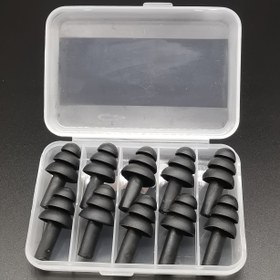 Resim Yuvarlak saplı 5 çift Yüzme Kulak Tıkacı, Silikon Su Geçirmez Kulak Tıkacı, 2.8cm/1.10inch Yükseklik, 1.4cm/0.55inch Çap, Şeffaf Saklama Kutusu Dahildir 