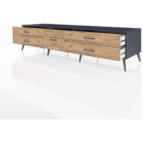 Resim Kronos Tv Ünitesi 5 Çekmeceli 220x59x51 Antrasit-çam Atlas Çam/atlas Çam - Antrasıt 